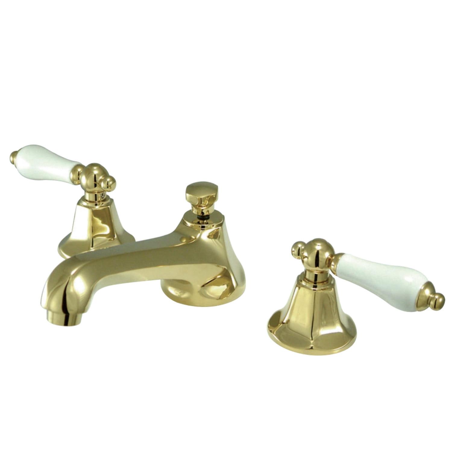 Elegant Brushed Brass Widespread Bathroom Faucet with Lever Handles