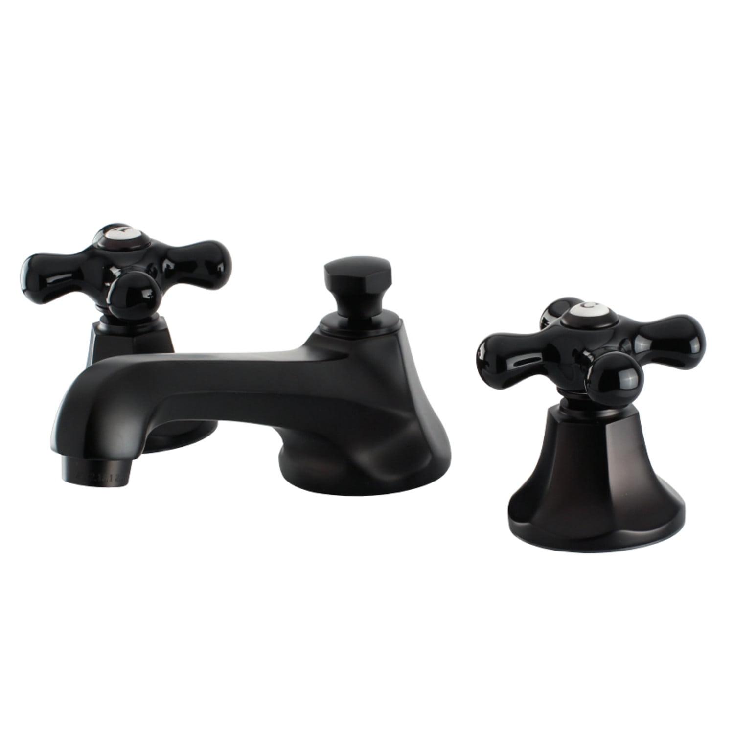 Kingston Brass Duchess Two-Handle 3-Hole Deck Mount Widespread Bathroom Faucet with Brass Pop-Up Drain