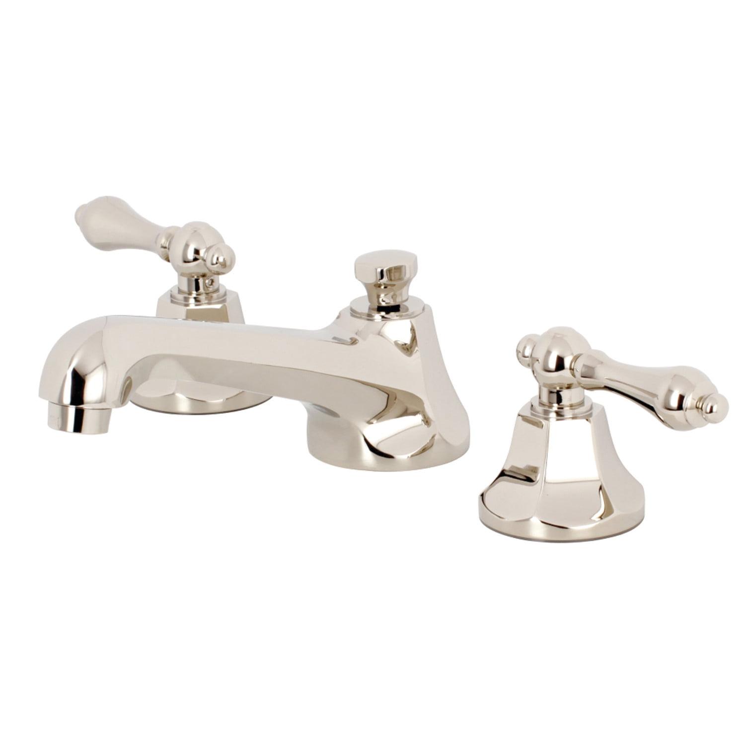 Polished Nickel Widespread Bathroom Faucet with Brass Pop-Up