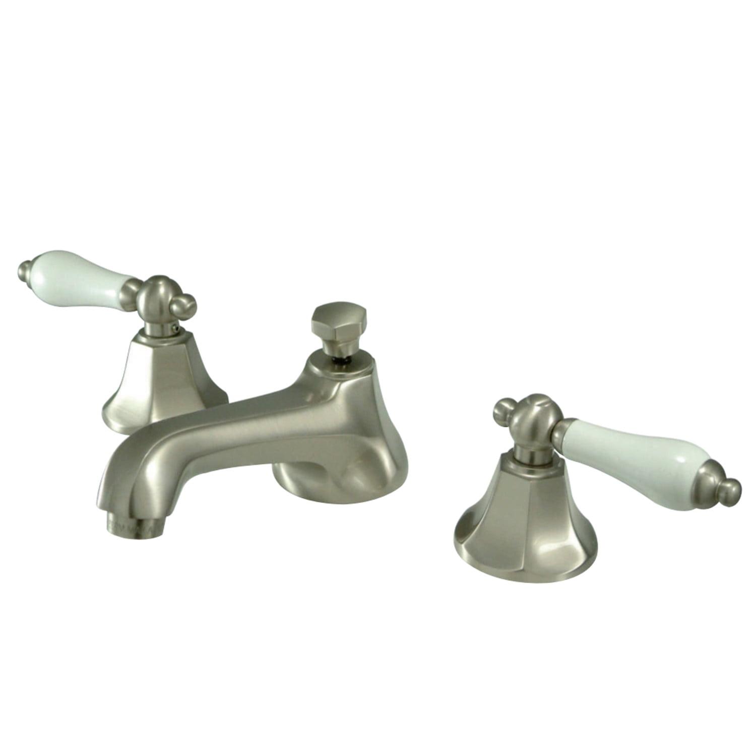 Elegant Traditional Brushed Nickel Widespread Bathroom Faucet with Dual Lever Handles