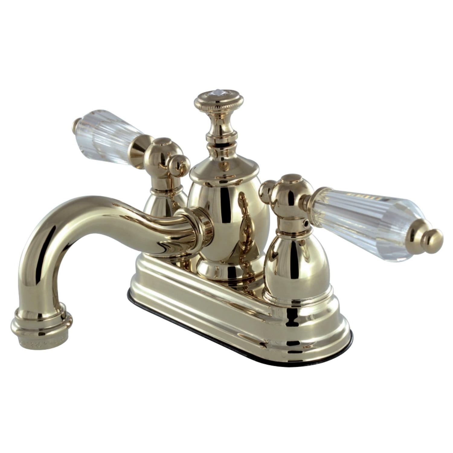 Kingston Brass Kingston Brass Wilshire Two-Handle 3-Hole Deck Mount 4" Centerset Bathroom Faucet with Brass Pop-Up KS7102WLL