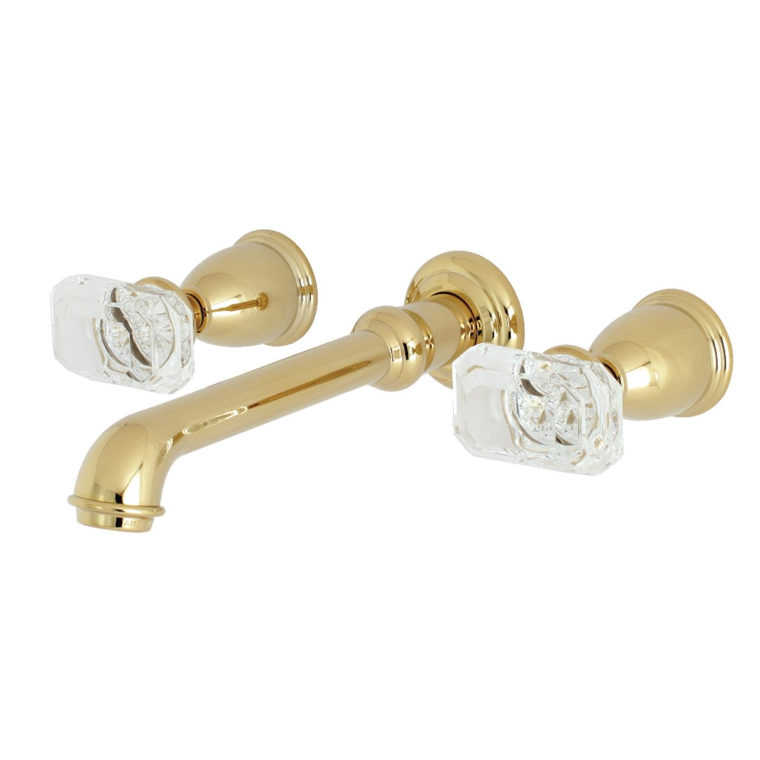 Kingston Brass Krystal Onyx Two-Handle 3-Hole Wall Mount Bathroom Faucet