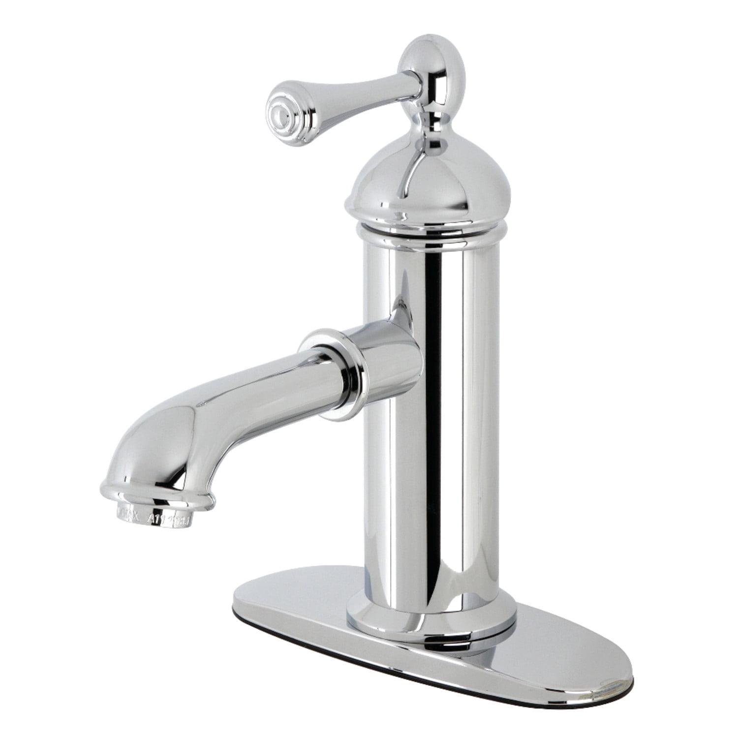 Kingston Brass Paris Single-Handle 1-Hole Deck Mount Bathroom Faucet with Brass Pop-Up