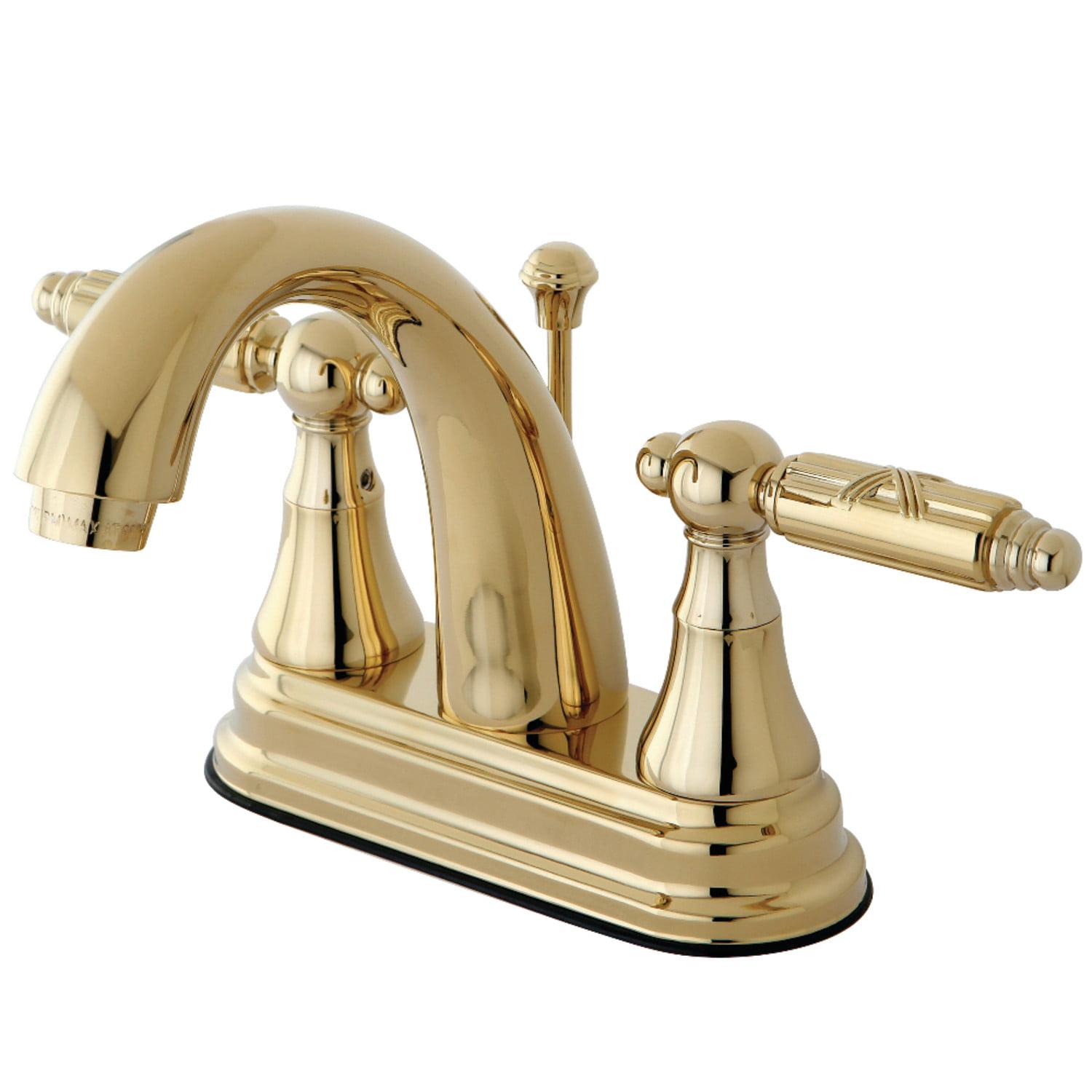 Elegant Georgian 4" Polished Brass Centerset Bathroom Faucet