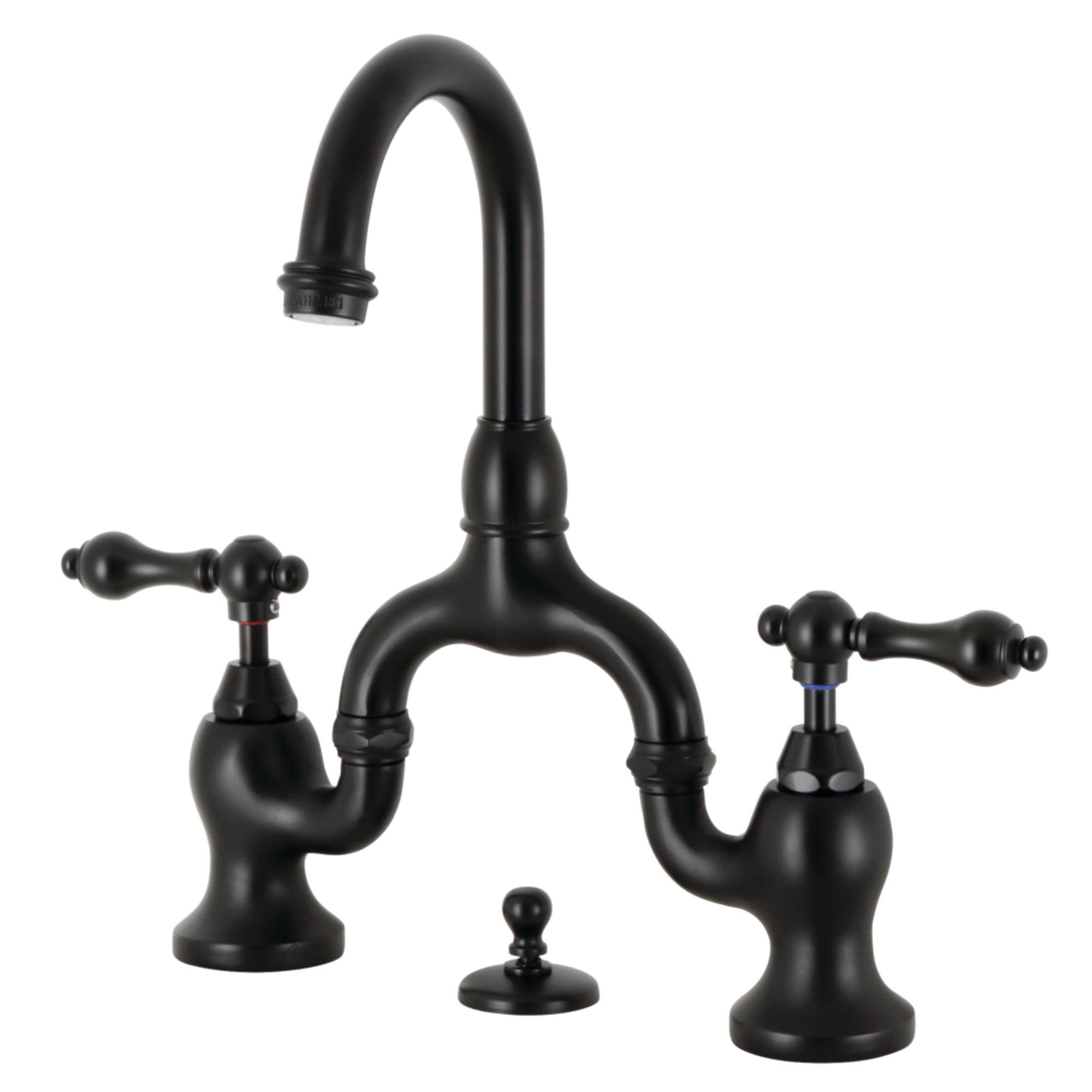 Kingston Brass English Country Two-Handle 3-Hole Deck Mount Bridge Bathroom Faucet with Brass Pop-Up