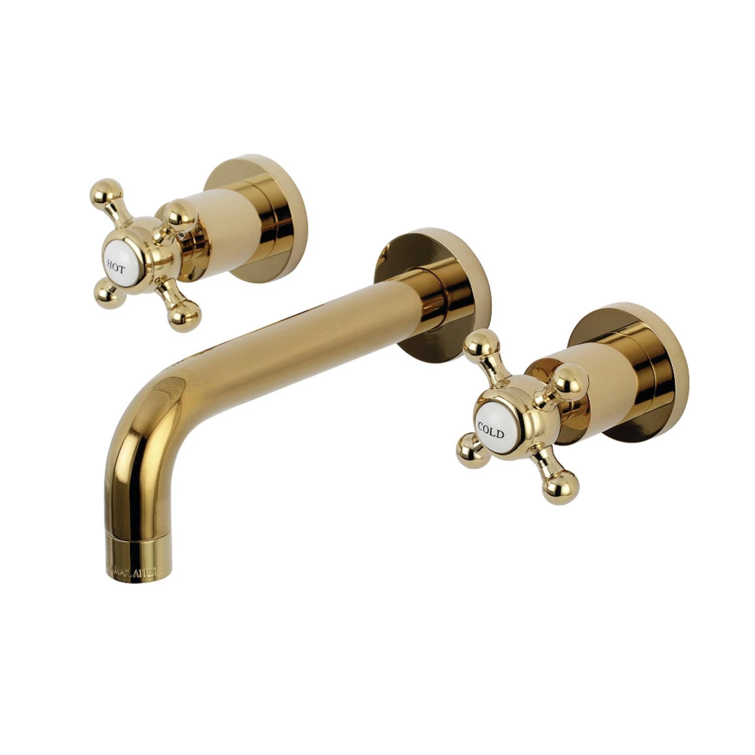 Metropolitan 2-Handle 8" Wall Mount Polished Brass Bathroom Faucet