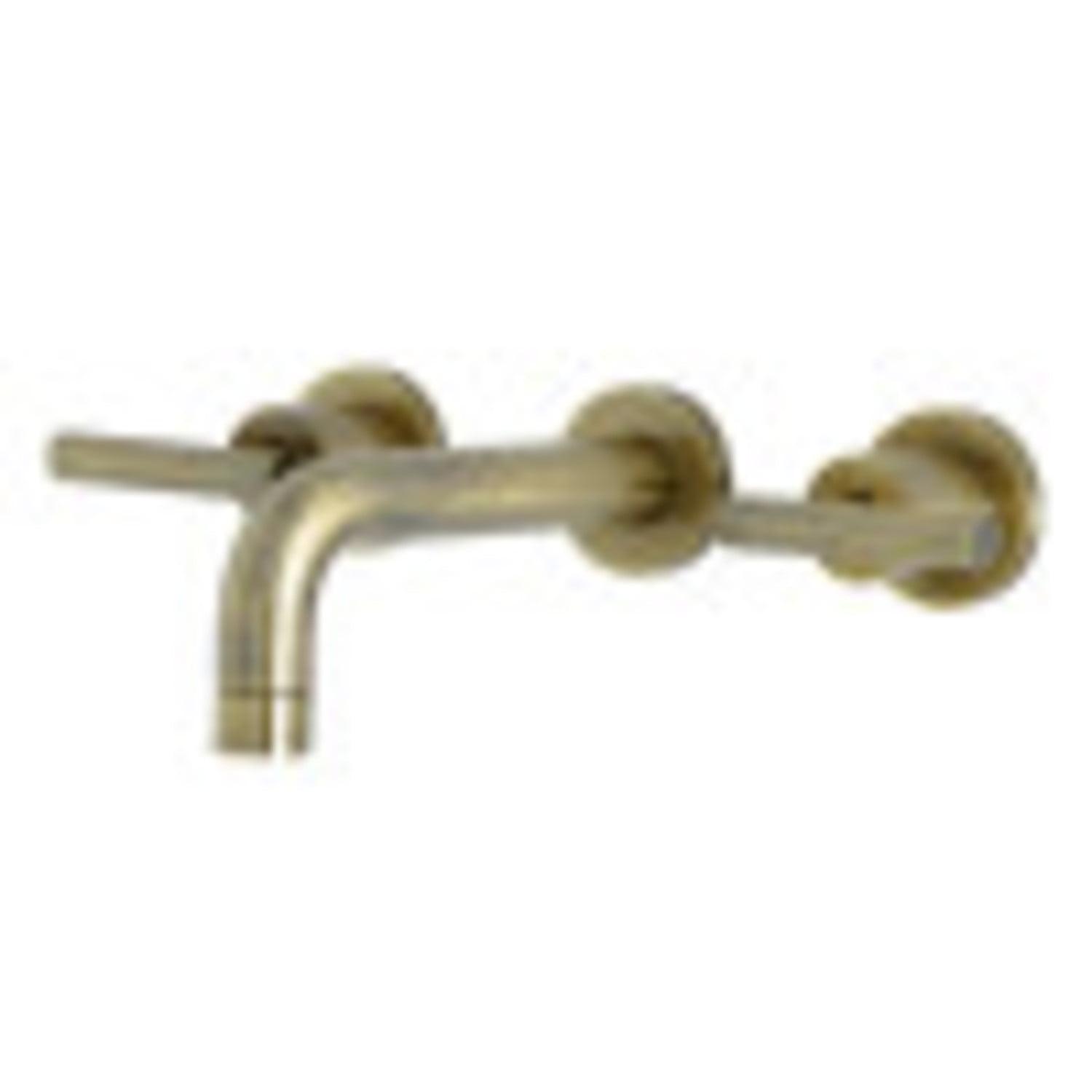 Manhattan Elegance Antique Brass Dual-Lever Wall-Mounted Bathroom Faucet