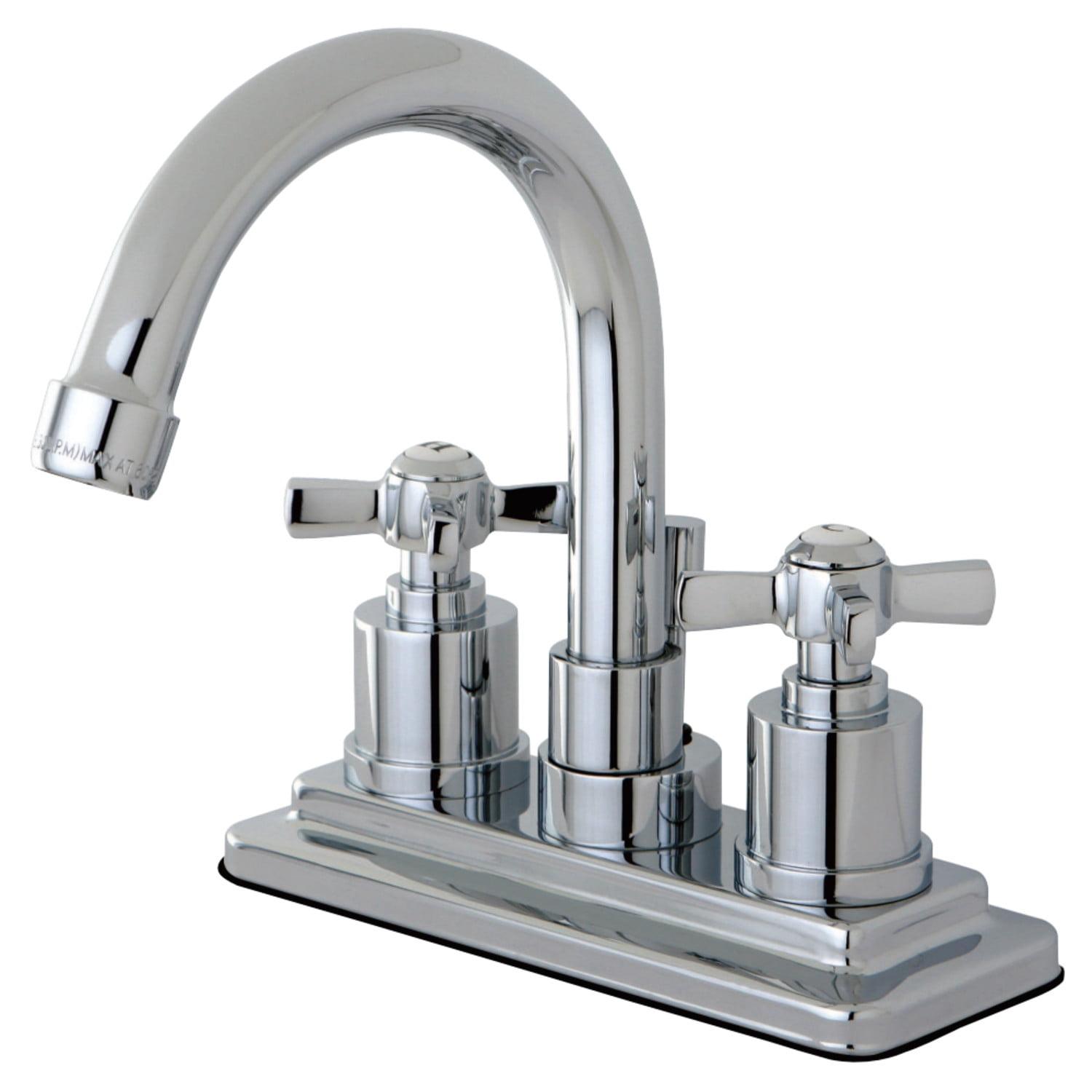 Kingston Brass Millennium Two-Handle 3-Hole Deck Mount 4" Centerset Bathroom Faucet with Brass Pop-Up