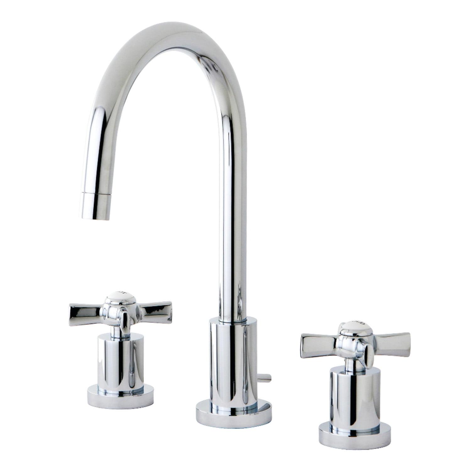 Elegant Millennium Chrome Widespread Bathroom Faucet with Cross Handles