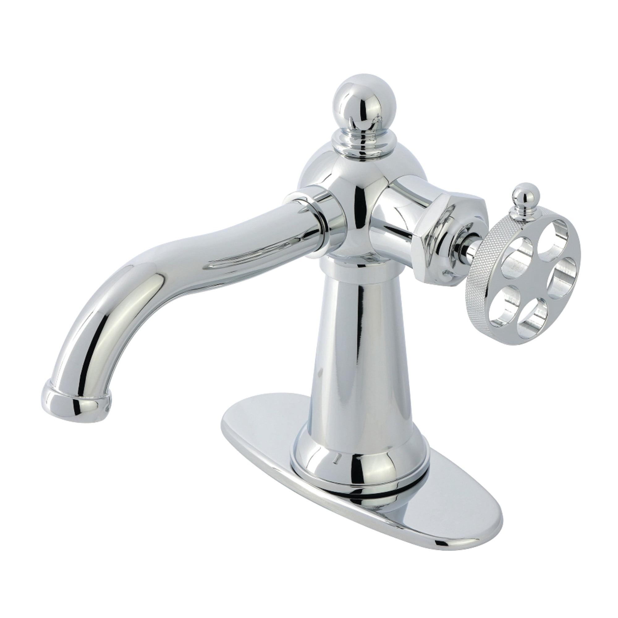 Kingston Brass Kingston Brass Wendell Single-Handle 1-Hole Deck Mount Bathroom Faucet with Knurled Handle and Push Pop-Up Drain KSD3541RKZ