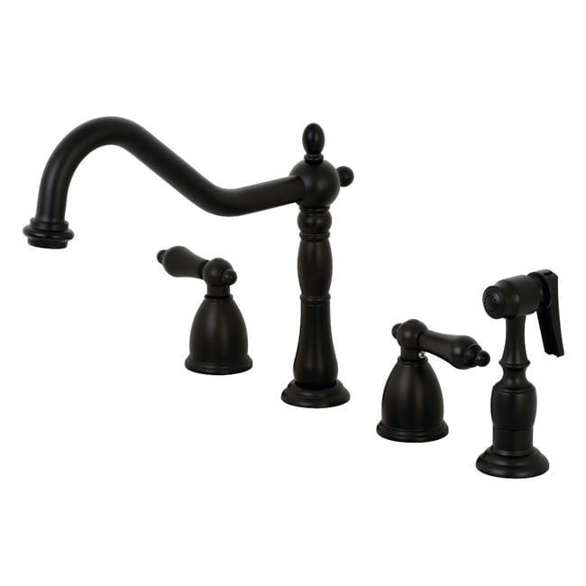 Kingston Brass Kb179.Albs Heritage 1.8 GPM Widespread Kitchen Faucet - Black