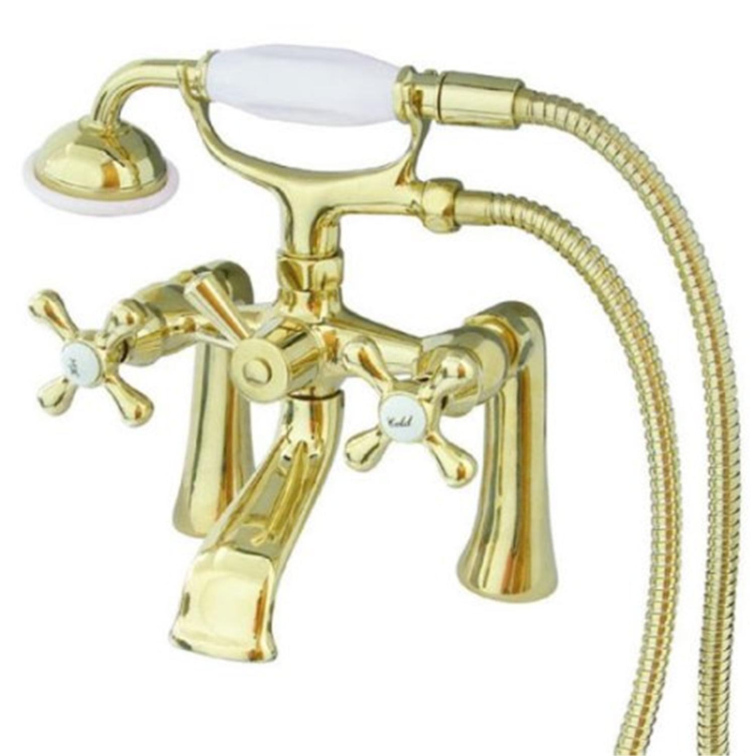 Kingston Brass Kingston Three-Handle 2-Hole Deck Mount Clawfoot Tub Faucet with Hand Shower