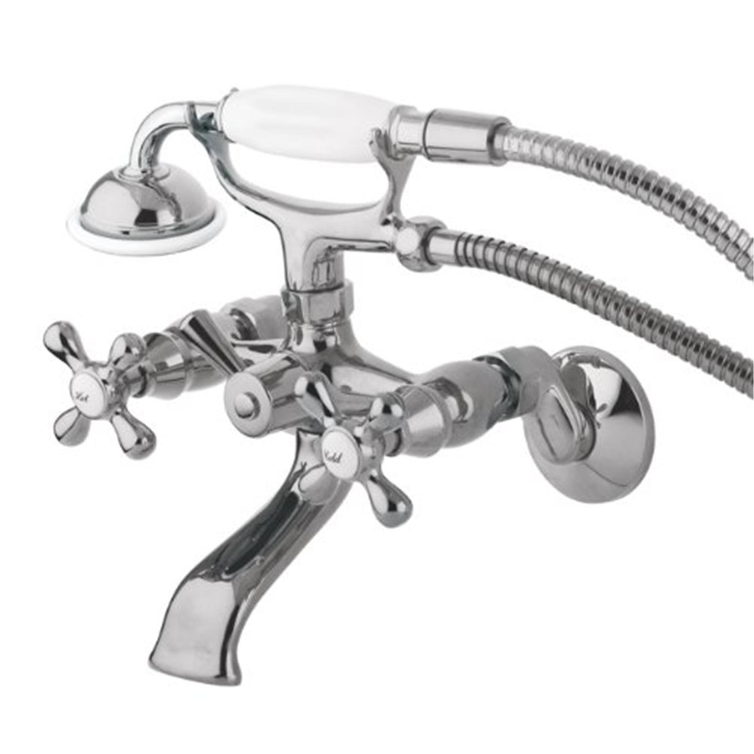 Polished Chrome Clawfoot Tub Faucet with Hand Shower