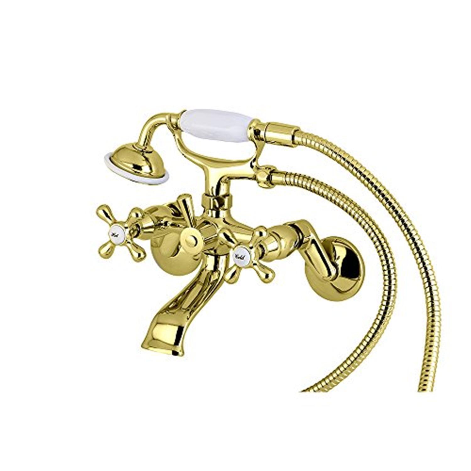 Kingston Brass Kingston Two-Handle 2-Hole Wall Mount Clawfoot Tub Faucet with Hand Shower