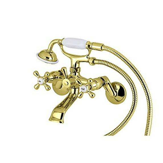 Kingston Brass Kingston Two-Handle 2-Hole Wall Mount Clawfoot Tub Faucet with Hand Shower