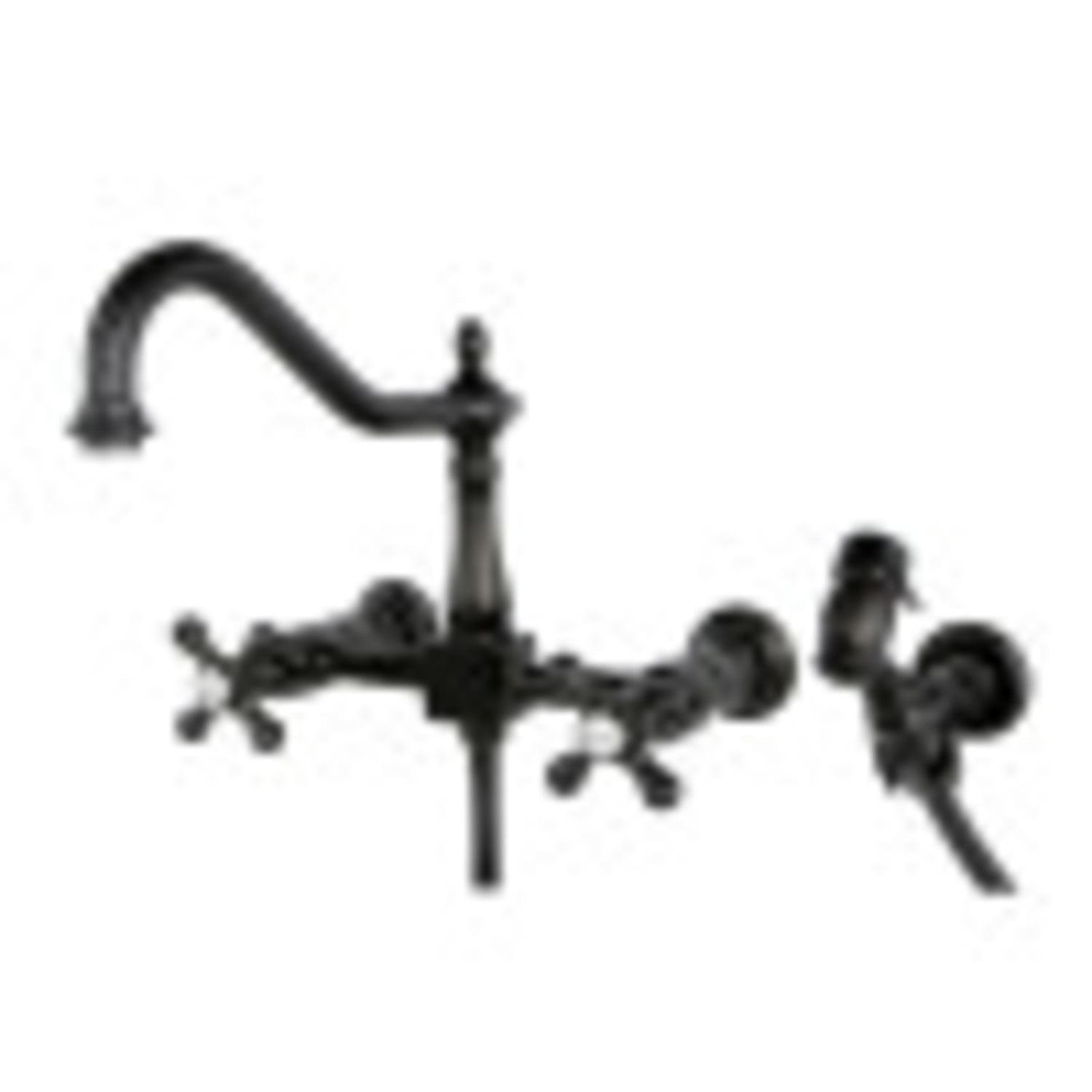 Kingston Brass Heritage Double-Handle Wall-Mount Bridge Kitchen Faucet