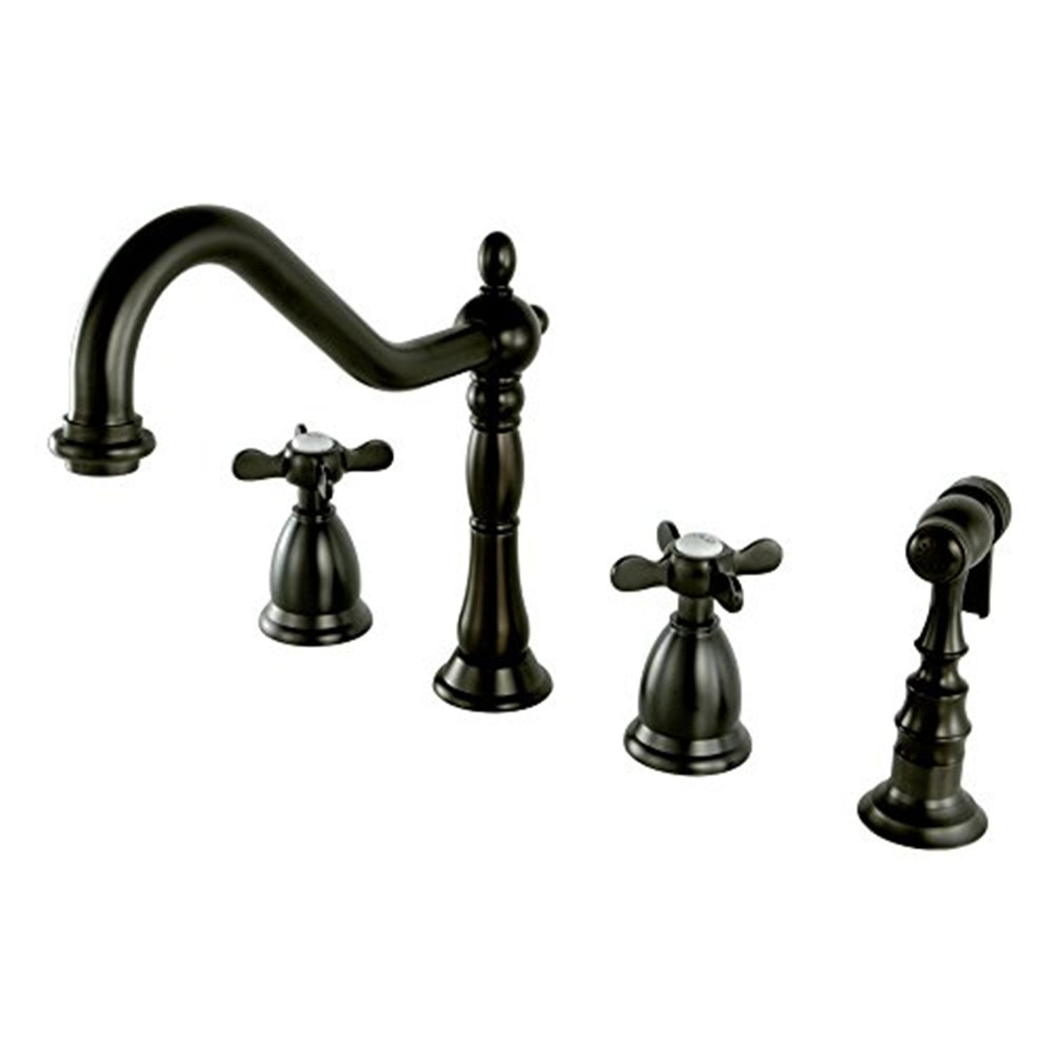 Victorian Bronze Widespread Kitchen Faucet with Side Sprayer