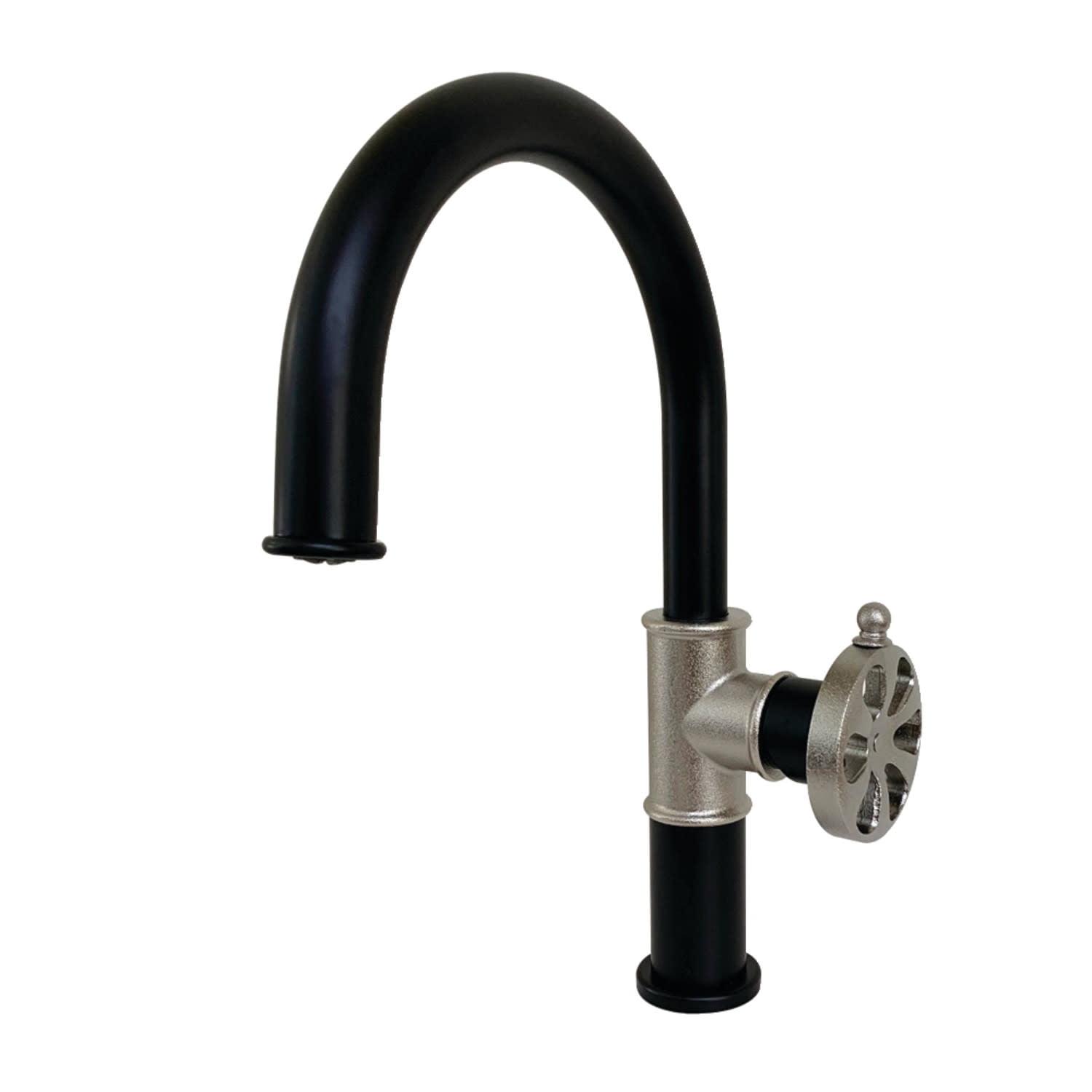 Matte Black and Polished Nickel Single-Handle Bathroom Faucet