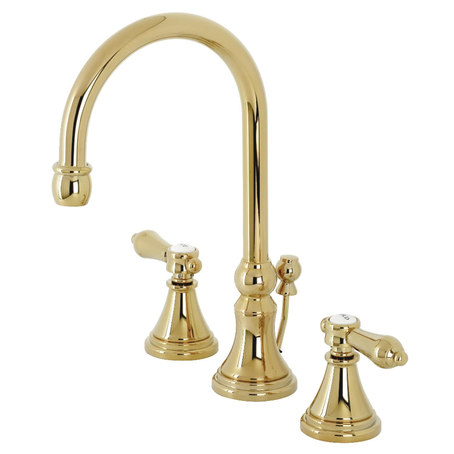 Polished Brass 11.5" Widespread Bathroom Faucet with Drain Assembly