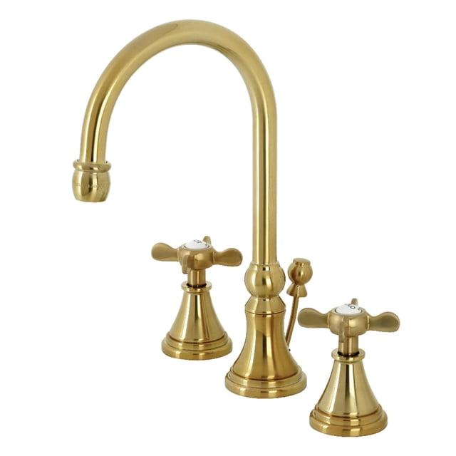 Kingston Brass Kingston Brass Essex Two-Handle 3-Hole Deck Mount Widespread Bathroom Faucet with Brass Pop-Up Drain KS2987BEX