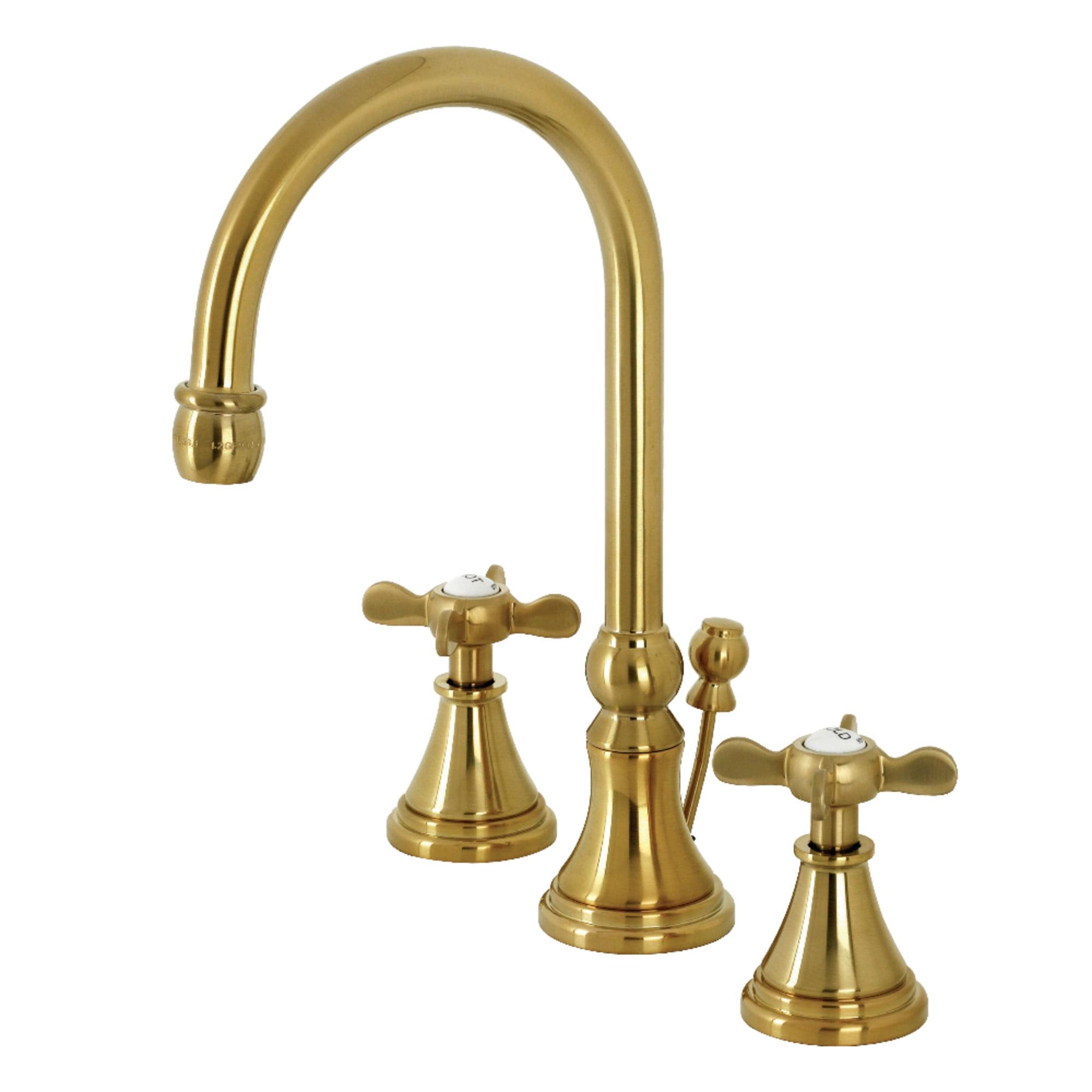 Kingston Brass Kingston Brass Essex Two-Handle 3-Hole Deck Mount Widespread Bathroom Faucet with Brass Pop-Up Drain KS2987BEX