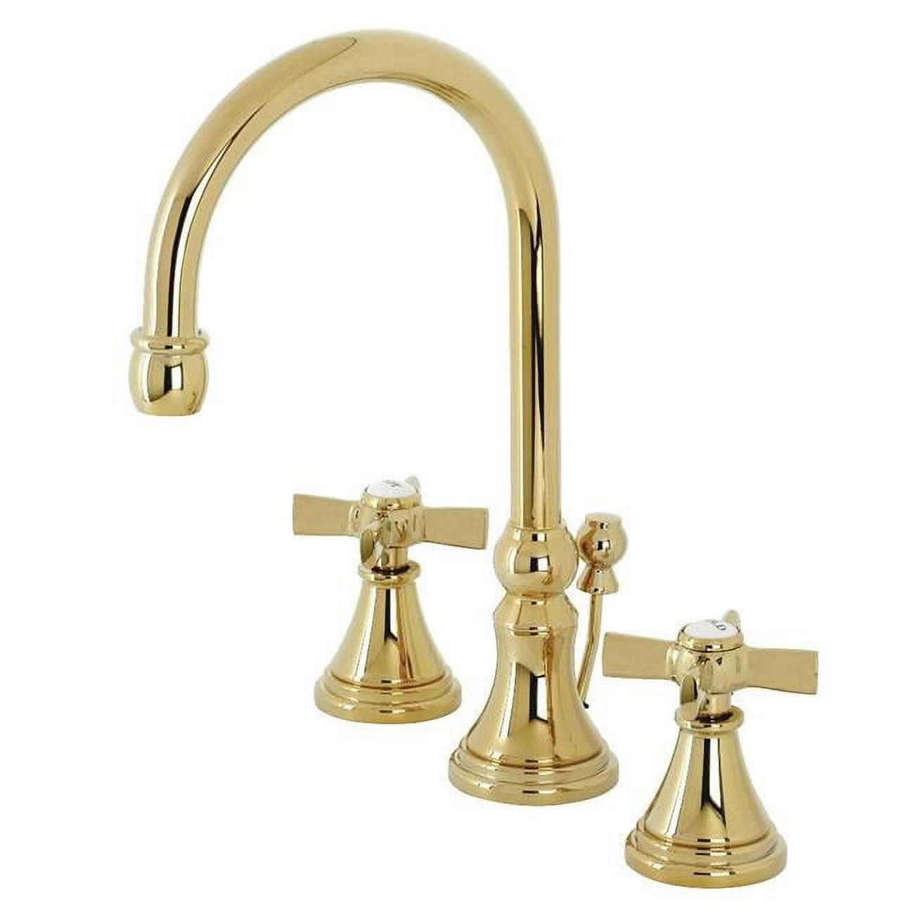 Kingston Brass Millennium Two-Handle 3-Hole Deck Mount Widespread Bathroom Faucet with Brass Pop-Up Drain