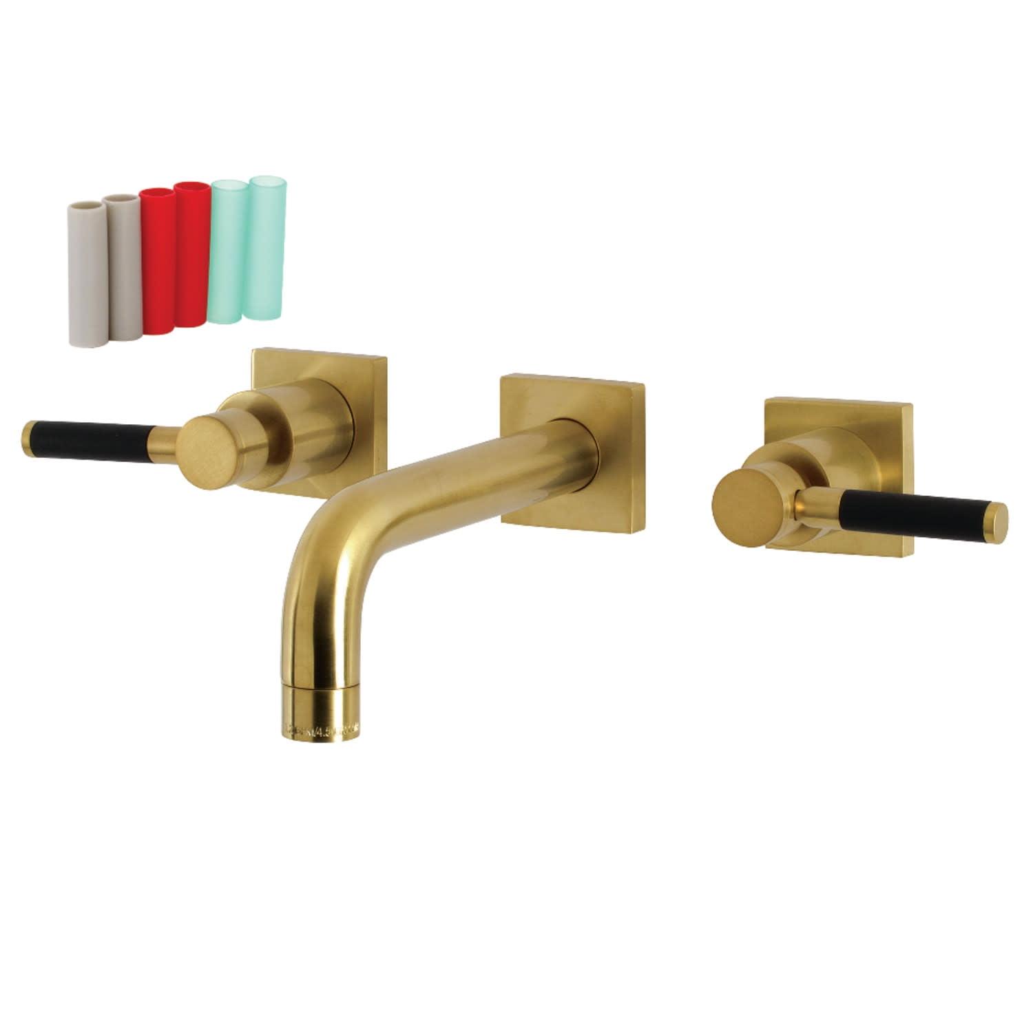 Kaiser 14.63" Modern Wall Mount Bathroom Faucet in Brushed Brass