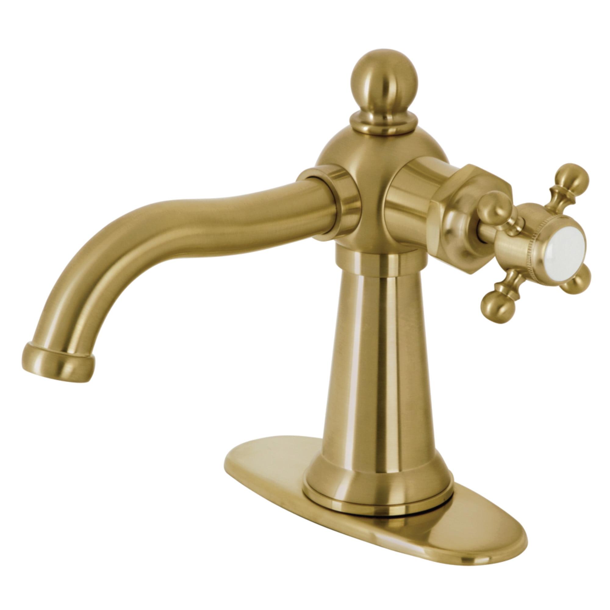 Kingston Brass Nautical Single-Handle 1-Hole Deck Mount Bathroom Faucet with Push Pop-Up and Deck Plate