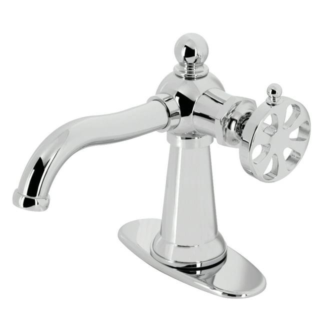 Kingston Brass Belknap Single-Handle 1-Hole Deck Mount Bathroom Faucet with Push Pop-Up and Deck Plate