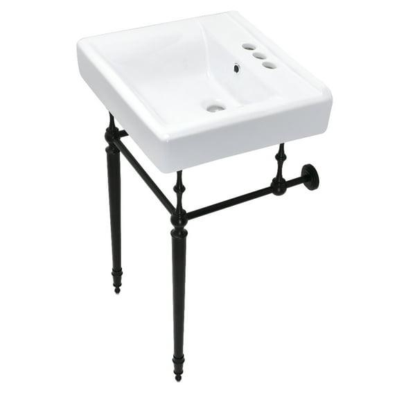 Kingston Brass Edwardian 20-Inch Porcelain Console Sink with Brass Legs (4-Inch, 3-Hole)