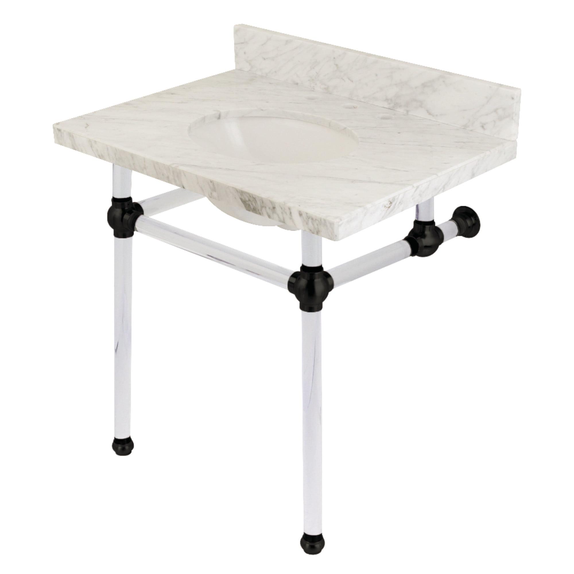 Kingston Brass Templeton 30-Inch Vanity Top with Clear Acrylic Legs (8-Inch, 3-Hole)