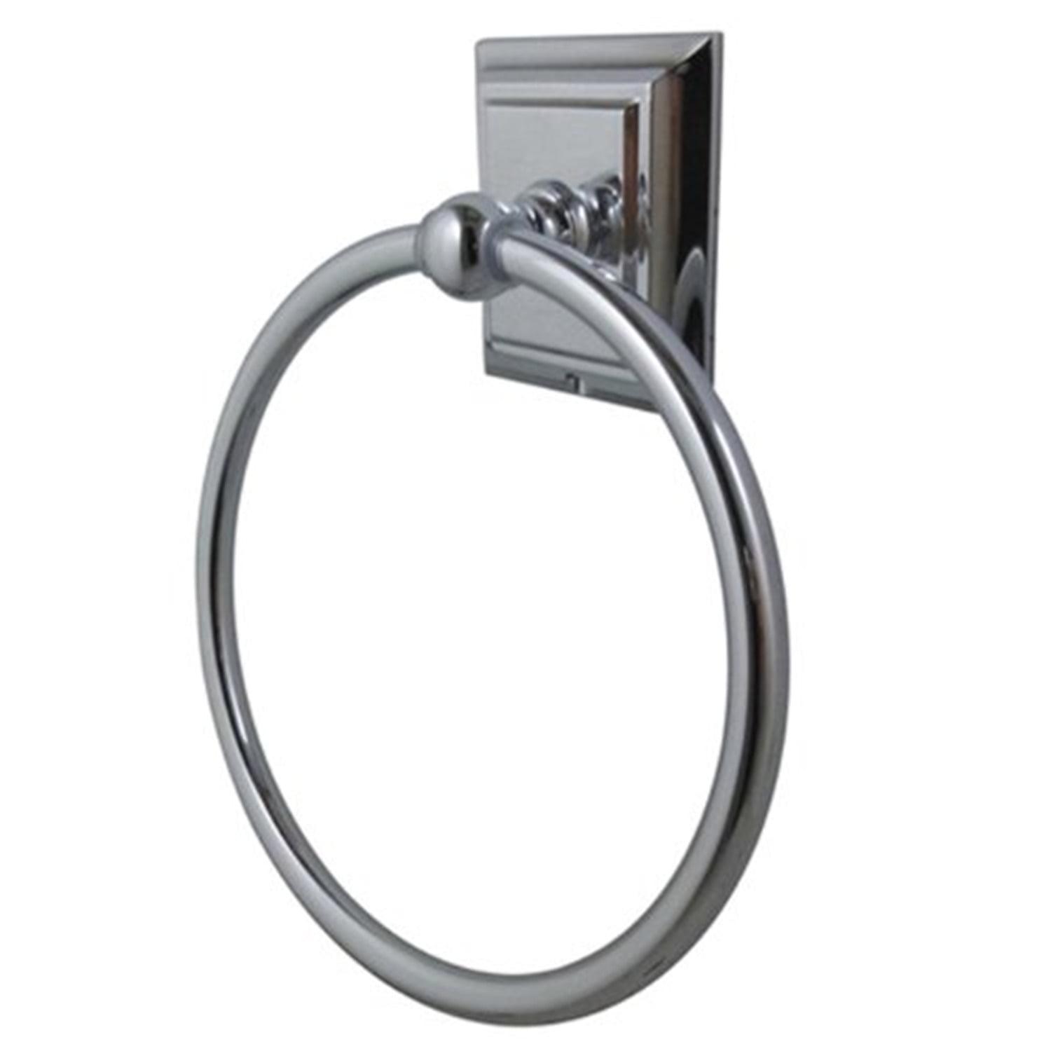 Polished Chrome Wall Mounted Towel Ring with Square Flange