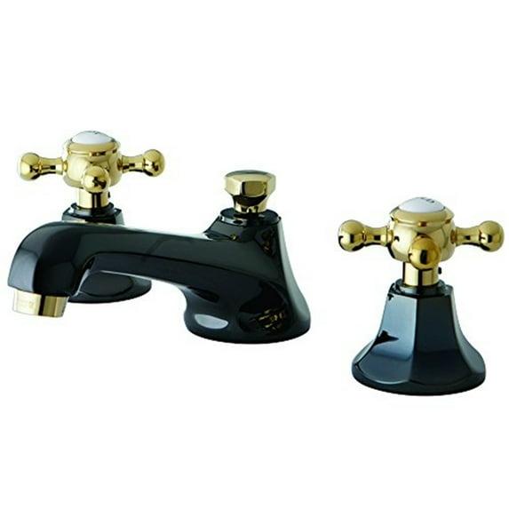 Kingston Brass Water Onyx Two-Handle 3-Hole Deck Mount Widespread Bathroom Faucet with Brass Pop-Up Drain