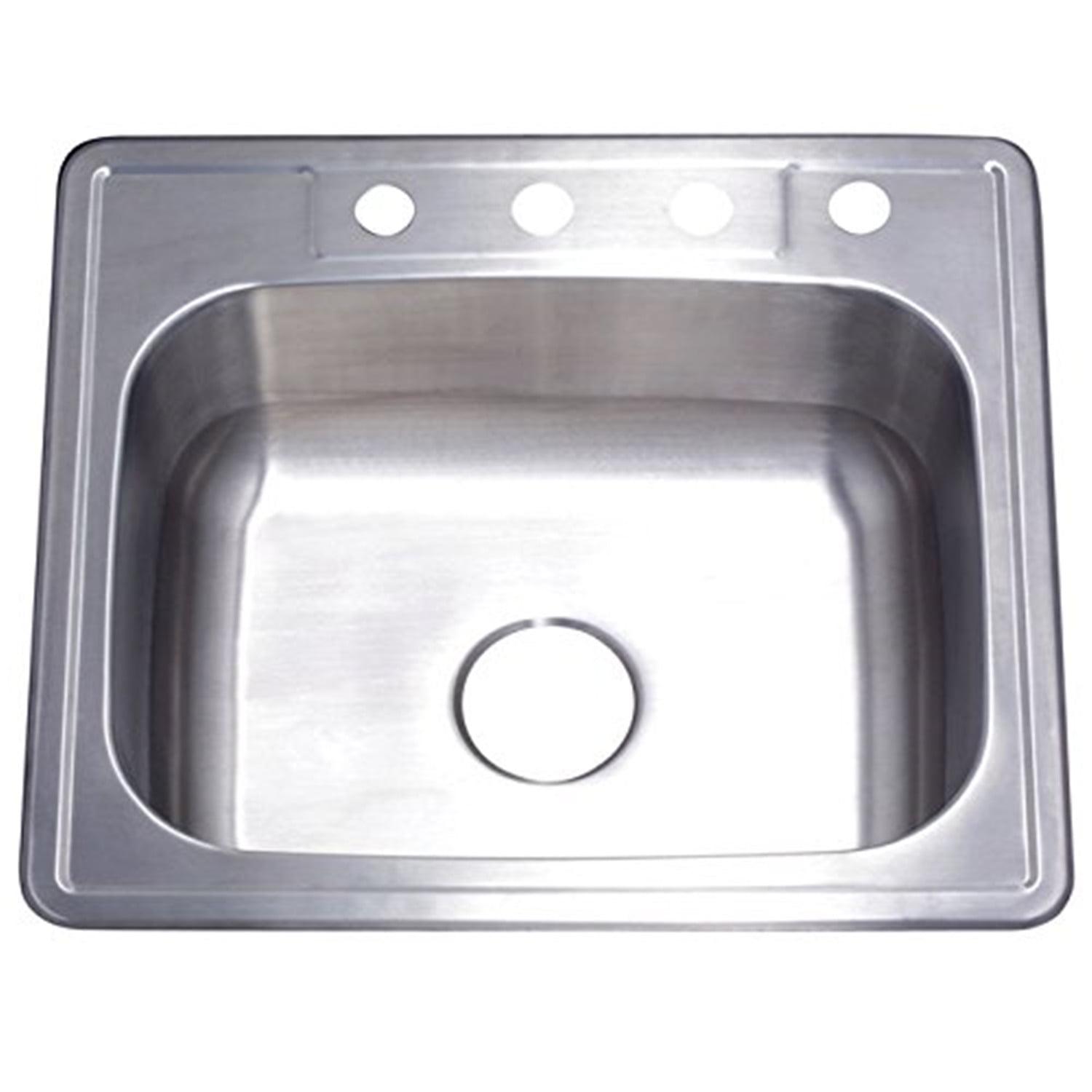 Kingston Brass Studio 25-Inch Stainless Steel Self-Rimming 4-Hole Single Bowl Drop-In Kitchen Sink