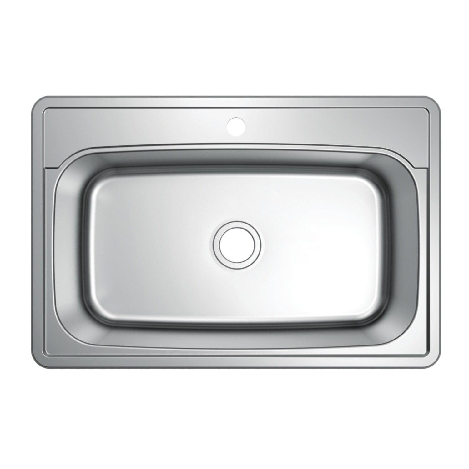 Studio 33-Inch Brushed Stainless Steel Single Bowl Drop-In Kitchen Sink