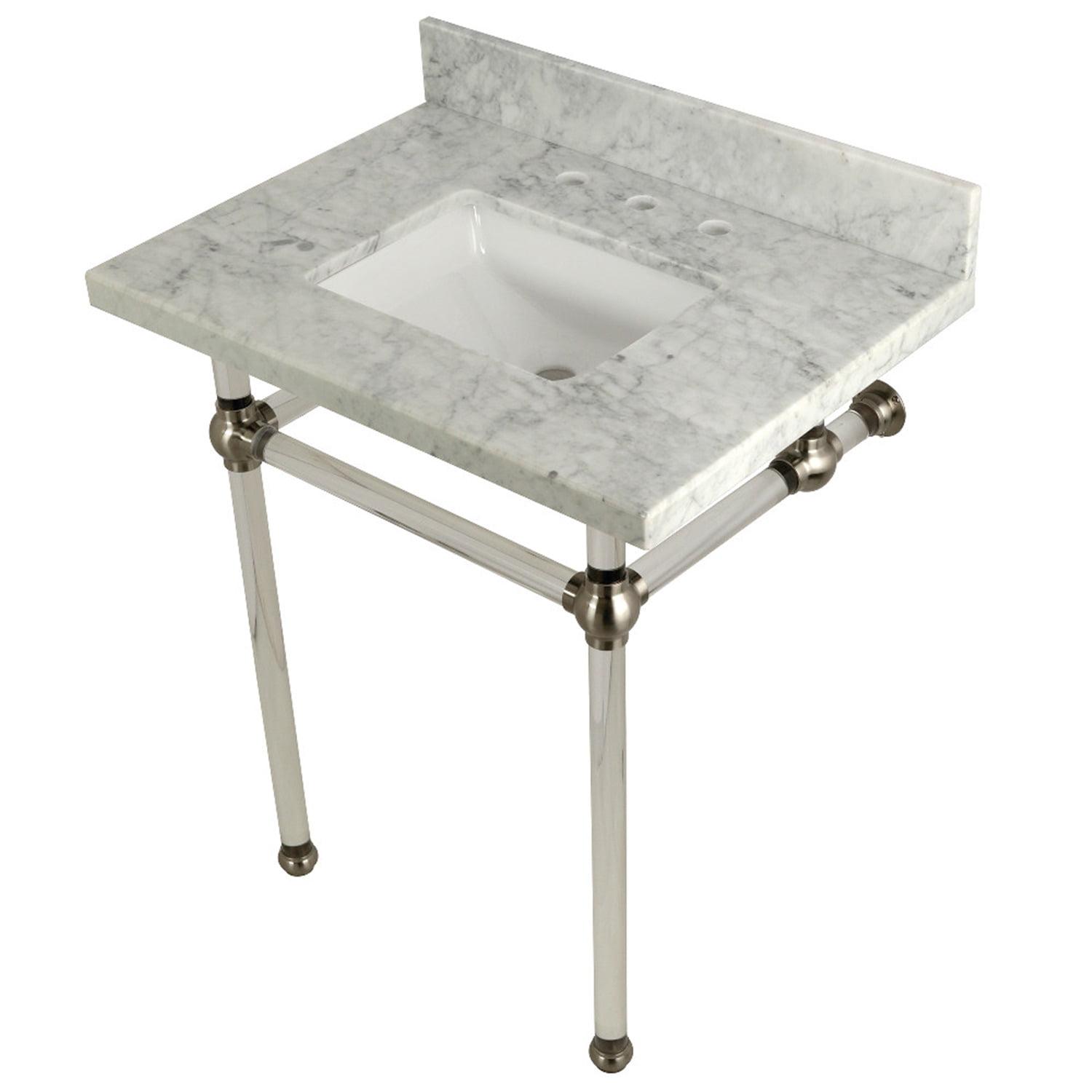 Kingston Brass Templeton 30-Inch Vanity Top with Clear Acrylic Legs (8-Inch, 3-Hole)