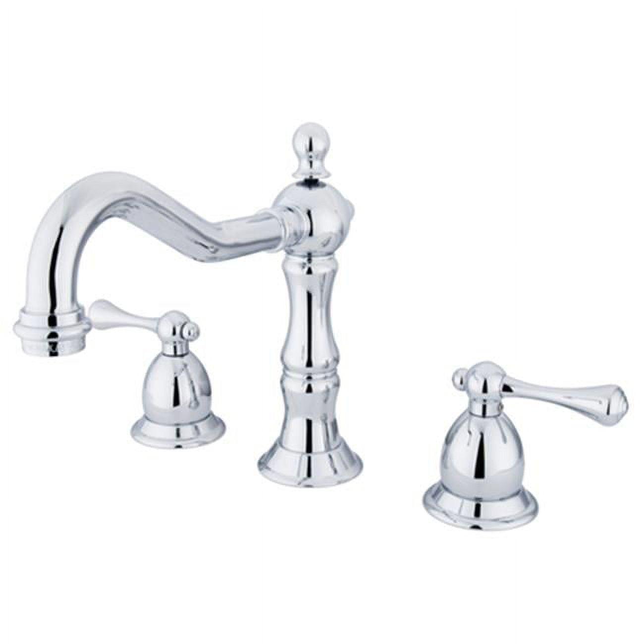 Kingston Brass Heritage Two-Handle 3-Hole Deck Mount Widespread Bathroom Faucet with Brass Pop-Up Drain