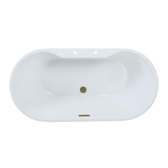 Kingston Brass VT7DE512823C423 51" Acrylic Oval Double Ended Freestanding Tub with Drain, Glossy White/Antique Brass