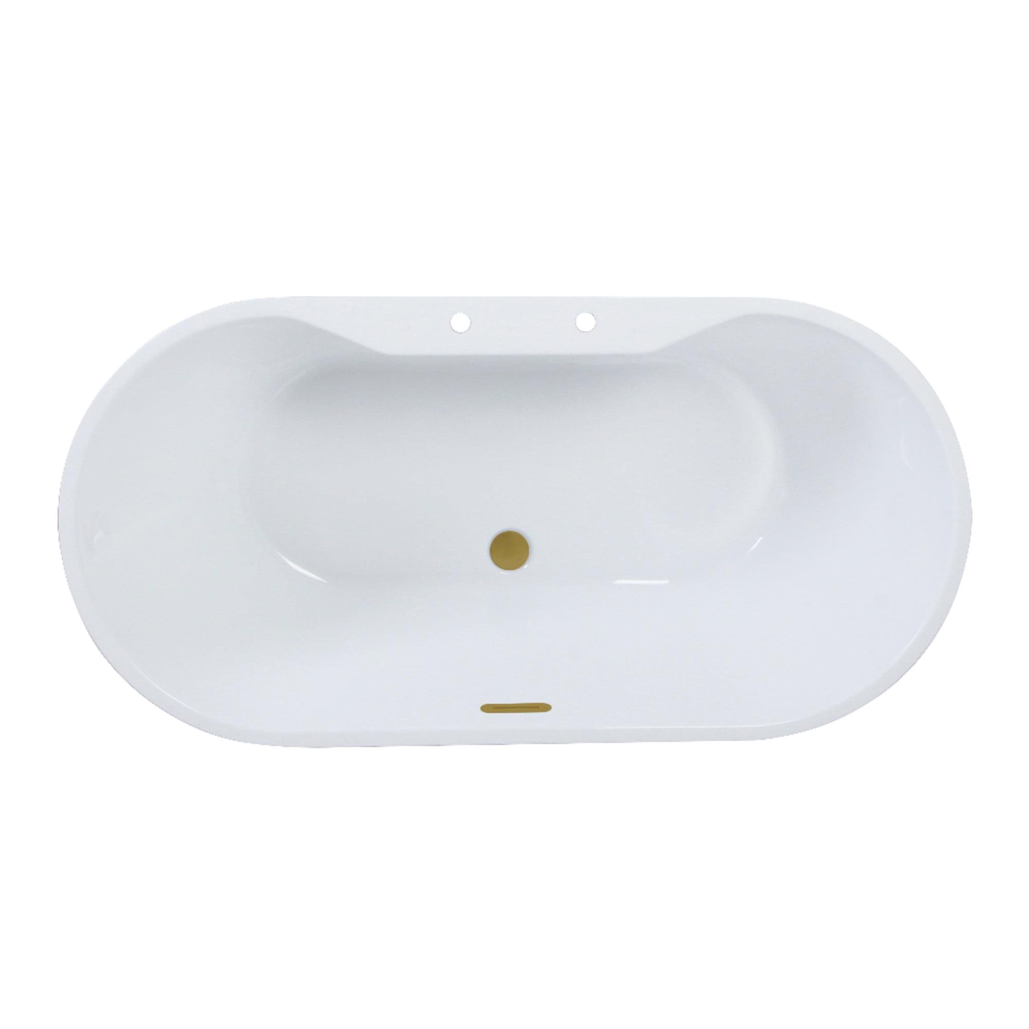 Kingston Brass Aqua Eden 51-Inch Acrylic Oval Double Ended Freestanding Tub With Drain