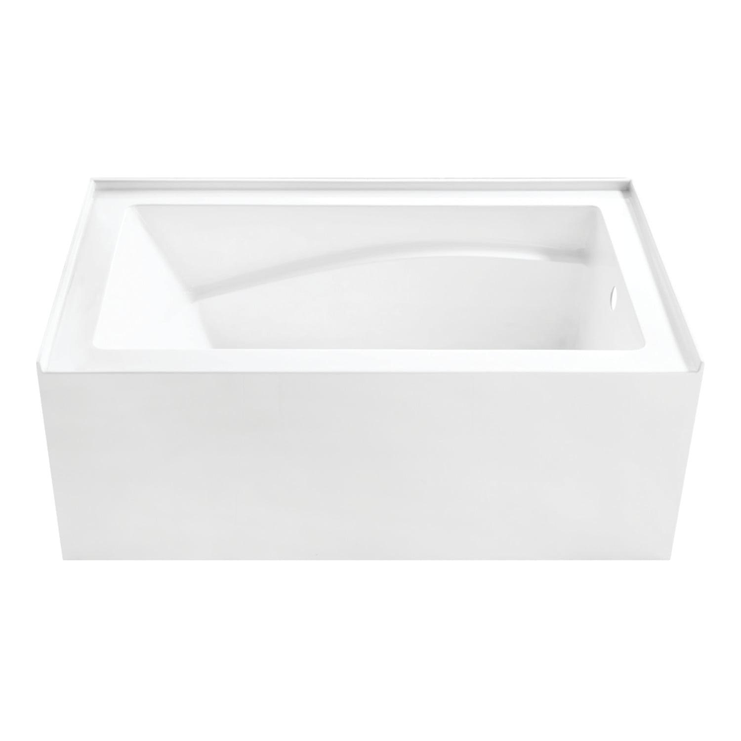 Kingston Brass Aqua Eden 54-Inch Acrylic Rectangular 3-Wall Alcove Tub, Hand Drain and Anti-Skid Surface