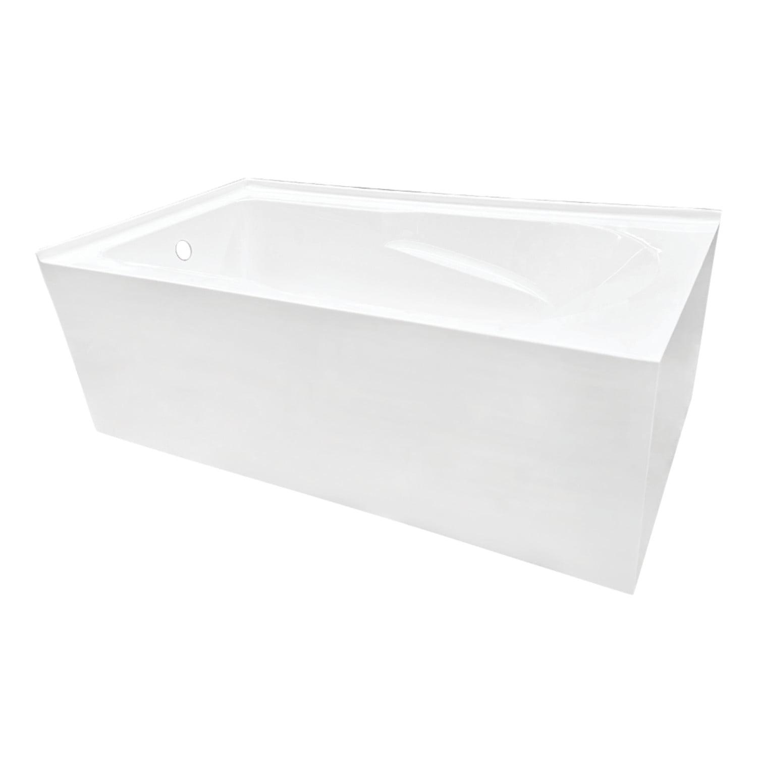 Kingston Brass Aqua Eden 60-Inch Acrylic Rectangular 2-Wall Corner Alcove Tub, Hand Drain