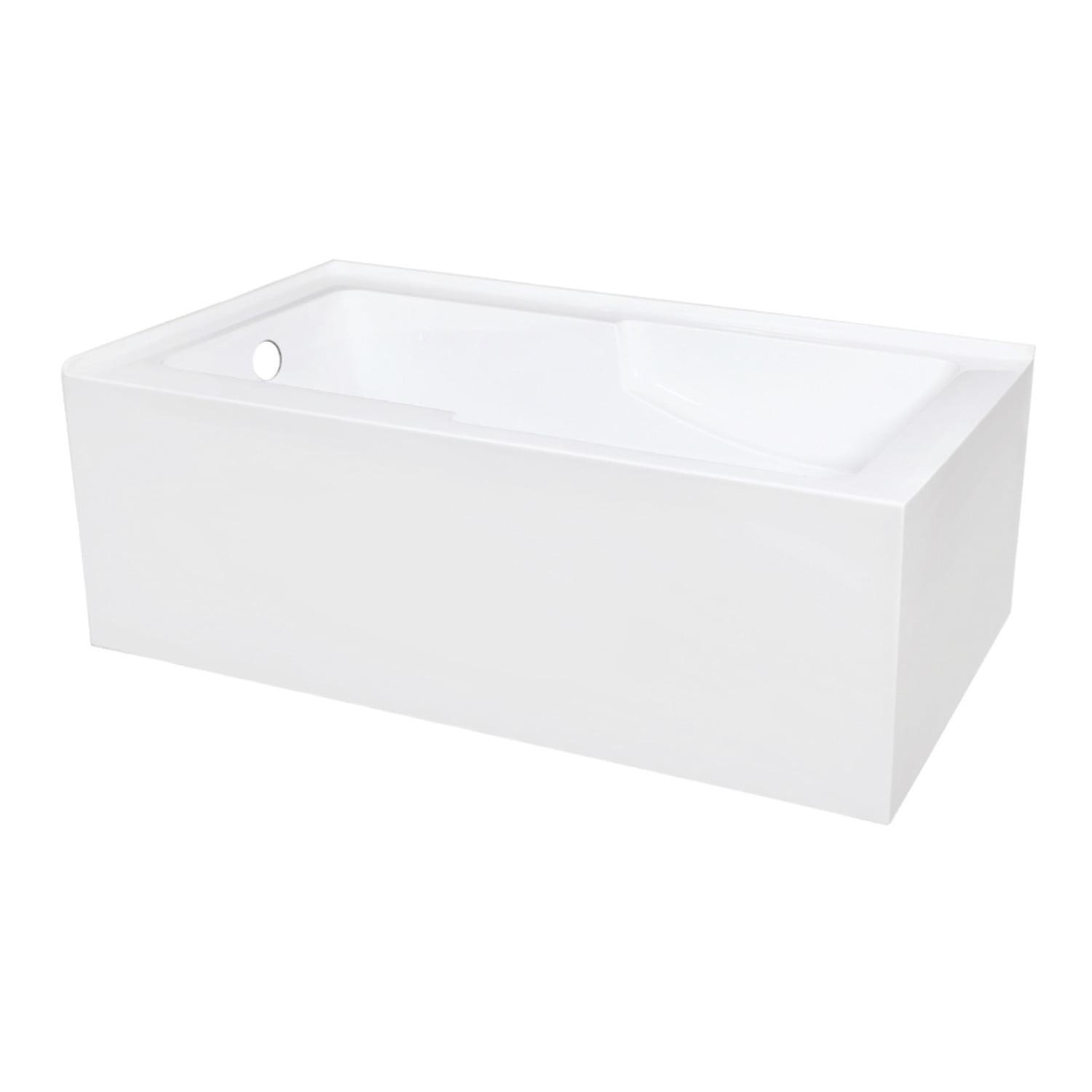 Kingston Brass VTAM6032L22S Kingston Brass Aqua Eden 60-Inch Acrylic Rectangular 2-Wall Corner Alcove Tub with Corner Apron, Hand Drain Hole