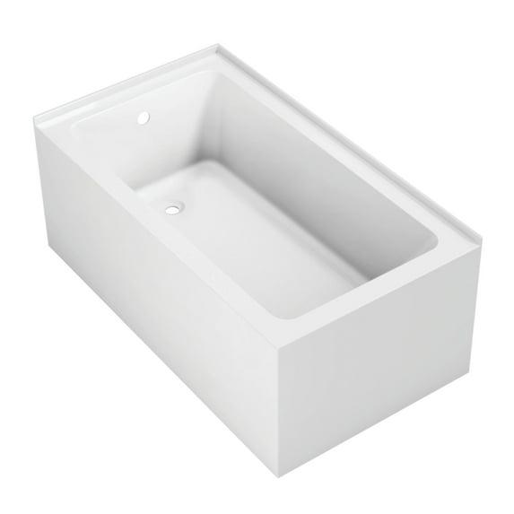 Kingston Brass Aqua Eden 54-Inch Acrylic Rectangular 2-Wall Corner Alcove Tub, Hand Drain