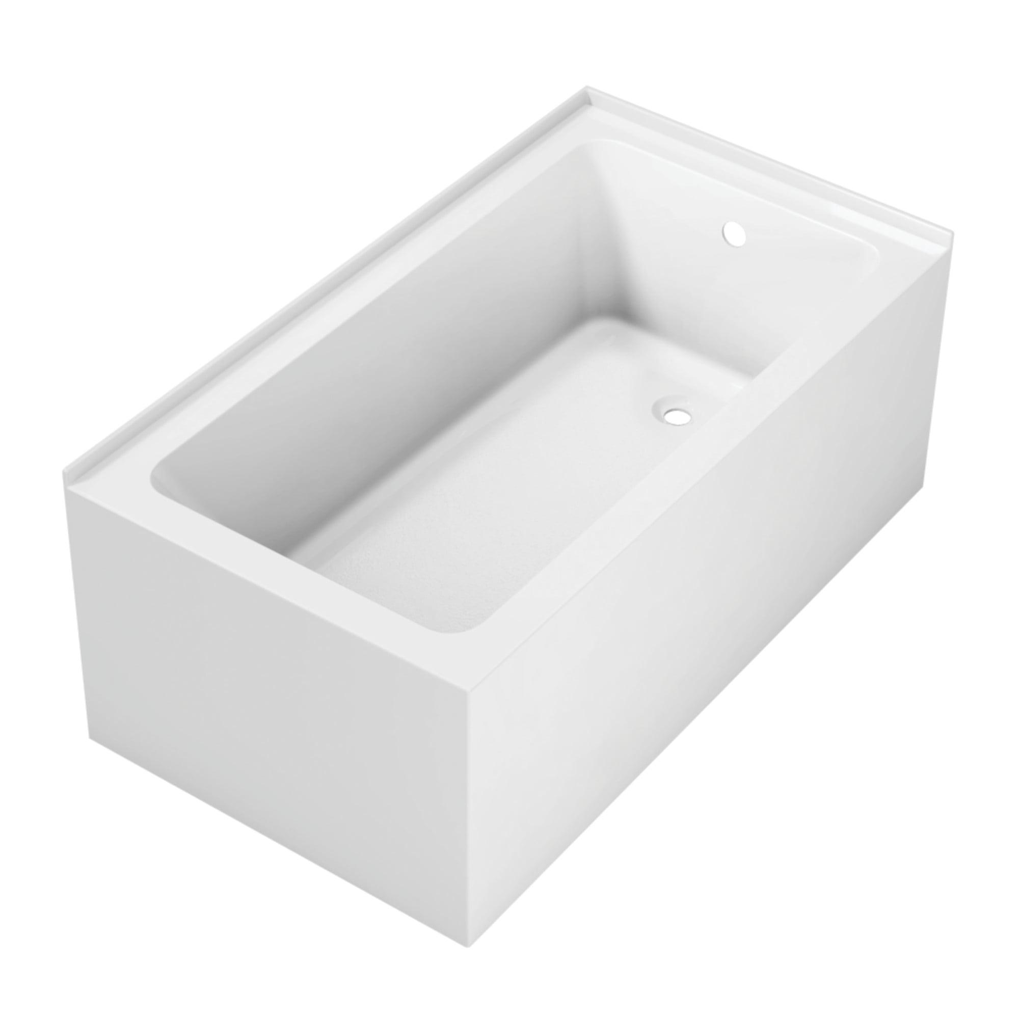 Kingston Brass Aqua Eden 54-Inch Acrylic Rectangular 2-Wall Corner Alcove Tub, Hand Drain