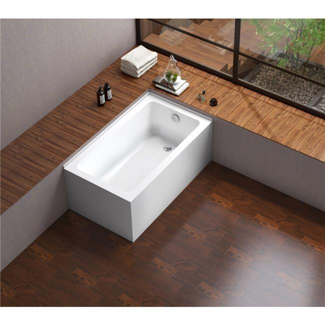 Aqua Eden 54-Inch White Acrylic Alcove Tub with Right Hand Drain