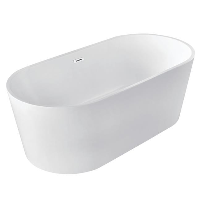 Kingston Brass Aqua Eden 59-Inch Acrylic Oval Double Ended Freestanding Tub with Drain