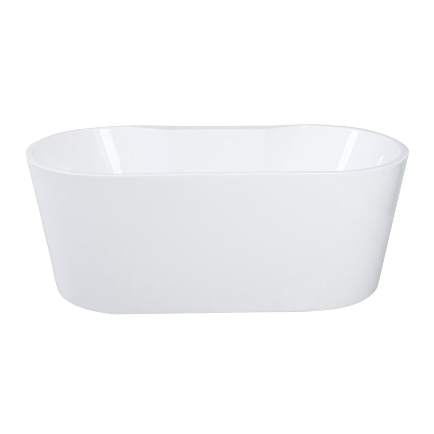 Kingston Brass Aqua Eden 66-5/16-Inch Acrylic Oval Double Ended Freestanding Tub with Drain