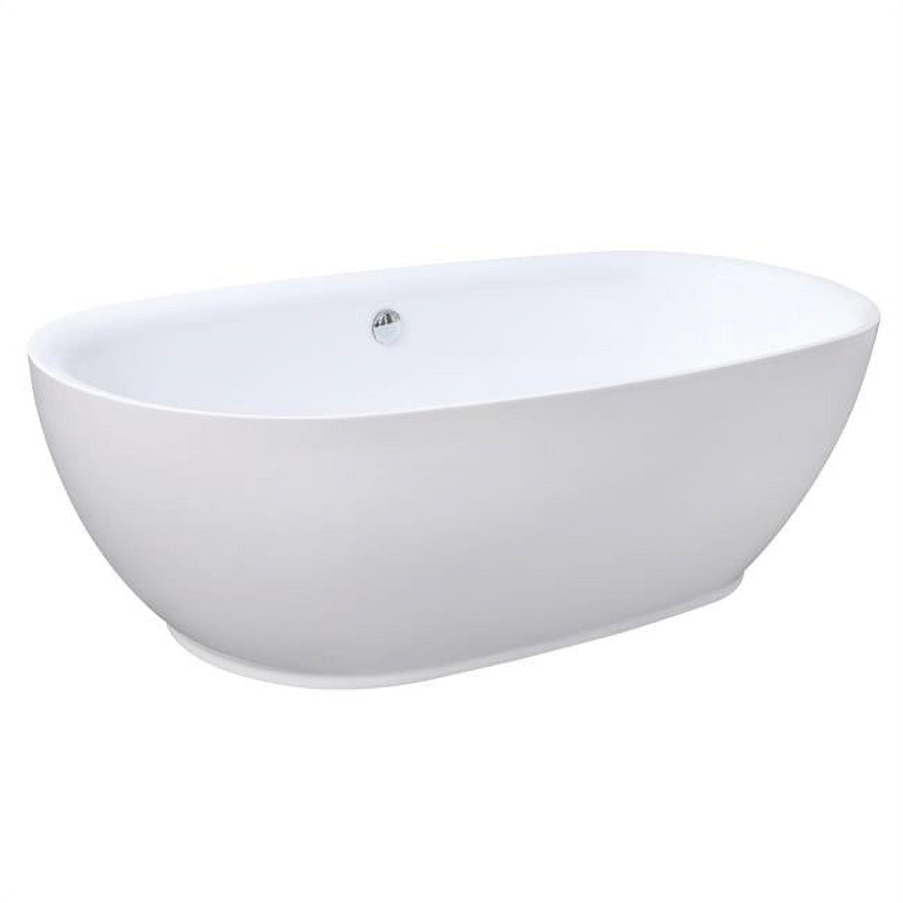 Aqua Eden 71-Inch Glossy White Acrylic Freestanding Oval Tub