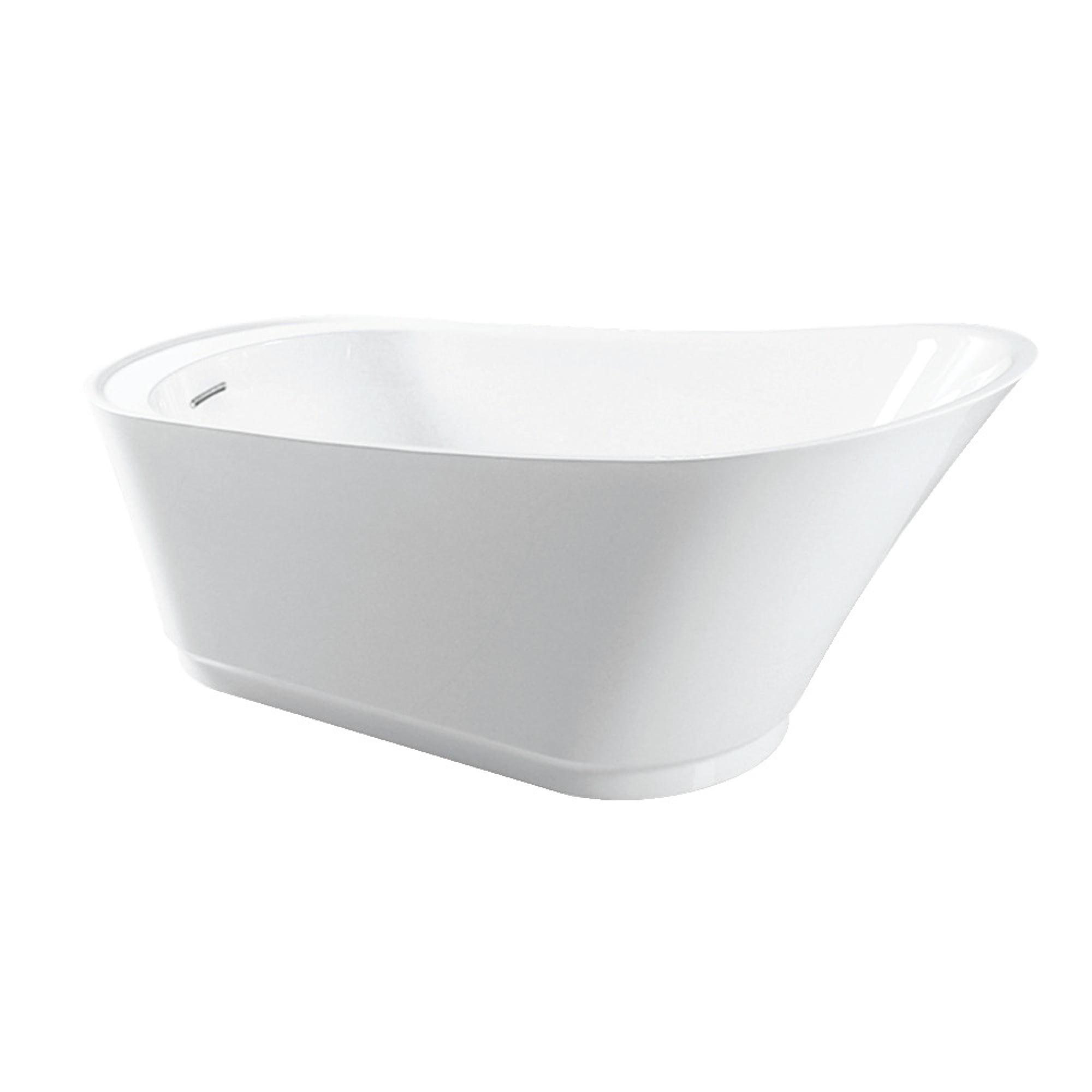 Kingston Brass Begonia 60-Inch Acrylic Oval Single Slipper Freestanding Tub with Drain