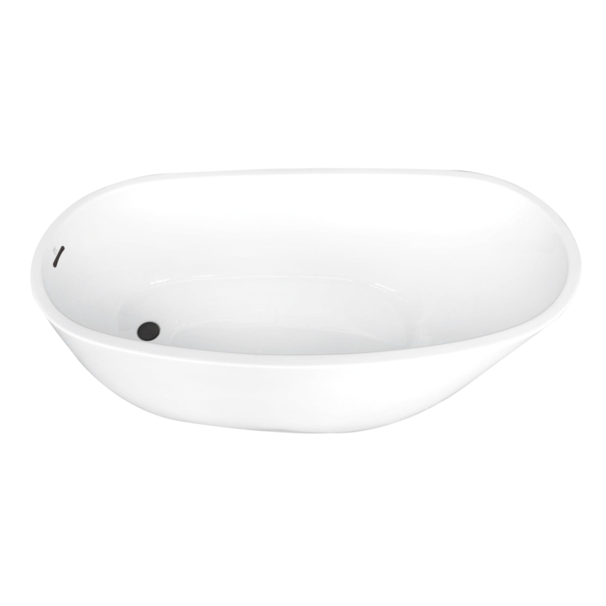 Kingston Brass Aqua Eden 68-Inch Acrylic Oval Single Slipper Freestanding Tub with Drain